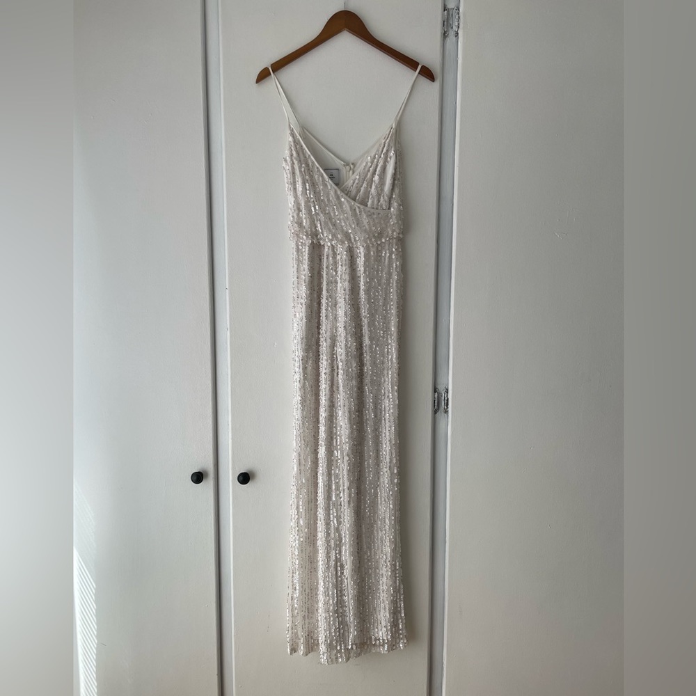David’s Bridal Sequin Spaghetti Strap Blouson Jum… - image 2